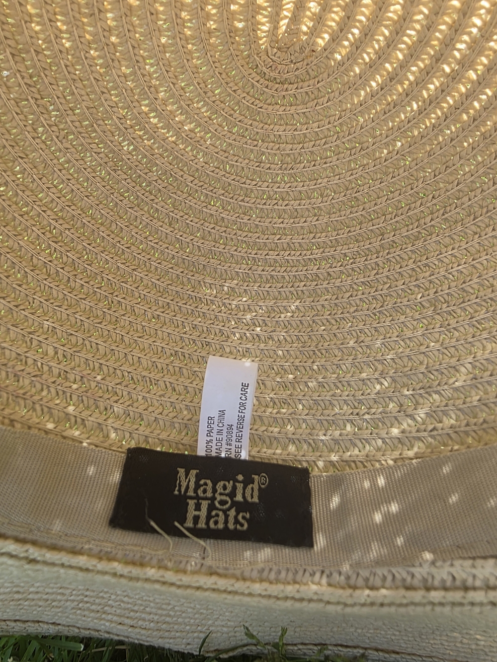 Magid Beige Wide-Brim Sun Hat with Silver Chain Detail - Picture 3 of 3